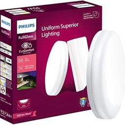 PHILIPS Rimless Full Glow 15-watt Round LED Surface Downlighter | Surface LED Downlight for Ceiling | LED Ceiling Light for Home & Hall | Natural White,Pack of 1-2