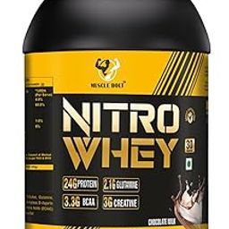 MUSCLEBOLT Nitro Whey Protein (1 Kg Chocolate Milk 30 Servings) with 24g Protein, 3g creatine monohydrate | Fastens Muscle Recovery | 3.3g BCAA, 2.1g Glutamine, for Increase strength & Performance-image-19