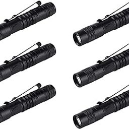 Baglaum 6X Flashlight Pen Torch Super Small Mini AAA XPE-R3 LED Lamp Belt Clip Light with, Black-image-74