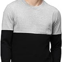 Men's Poly Cotton Striped Sweatshirt with Crew Neck - Regular Fit Full Sleeves, Casual Winterwear for Men-image-2