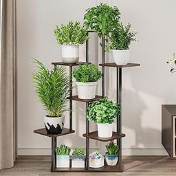 Snazzy 7 Tier Black Indoor Plant Stand Metal Flower Shelf for Multiple Plants Corner Tall Flower Holders for Patio Home Garden Living Room Balcony Bedroom-image-0