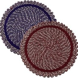 Kuber Industries Door Mat | Round Shape Feather Door Mat | Cotton Reversible Mat | Door Mat for Kitchen | Door Mat for Home | 20 Inch | Large | Pack of 2 | Multi-27