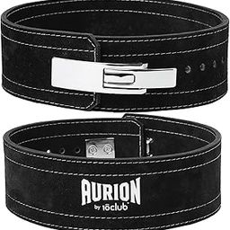 AURION by 10 club 10MM Sued Leather Weightlifting Belt with Lever Lock | Heavy Powerlifting Gym Belt- Squat,Deadlift | Black (M)-image-21