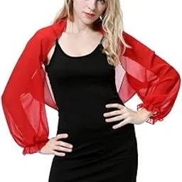 myaddiction Women Long Sleeve Chiffon Bolero Shrug Red Clothing Shoes & Accessories | Womens Accessories | Scarves & Wraps-picture-32