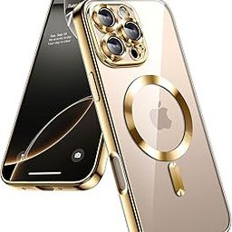 VONZEE Electroplating Transparent Clear Logo Cover for iPhone 16 Pro Max Case, Compatible with Magsafe, Full Body & Individual Camera Protection for Each Lens for Men & Women (Gold)-image-93