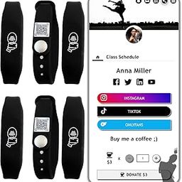 Tap Wristband - NFC Tags Digital Business Card - Tap NFC & Scan QR Code Bracelet - No Fee, No Subscription - Works on iPhone, Android(White) (Black, Pack 6)-image-68