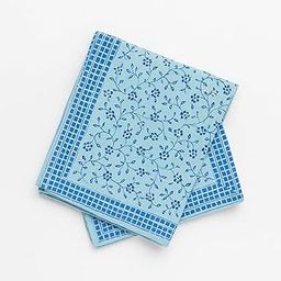 Elegant Blue Floral Cotton Handkerchiefs – Queen Size & Reusable Cloth Napkins with Geometric Border – Perfect for Daily Use, Travel & Gifting-image-36