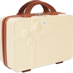 NFI essentials Hard Shell Vanity Cases for Women Travel Portable Carrying Cosmetic Case Suitcase Organizer Makeup Storage Box for Girls Toiletries Bag (Beige)-image-1