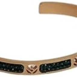 Luxurious Gold-Plated Open Cuff Bracelet with Green Gemstone Inlays Bracelet for Women & Girls-image-1
