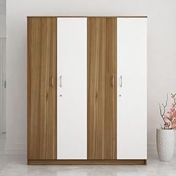 SIVOM Mezza Multipurpose 4 Door Closet Engineered Wood 4 Door Wardrobe (Finish Color - Lyon Teak, White, Knock Down)-picture-30