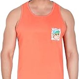 Fitness Men's Cotton Round Neck Tank Top | Awsome Printed | Peachy Pink-image-2