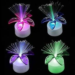 Grab Smart Fiber Optic Candle Diya Artificial Light lamp Floral Color Changing Pot LampBattery Operated LED Lights for Car Dashboard, Home Diwali Christmas Pack of 6-picture-25