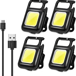 BELIONERA Bright Rechargeable Keychain Flashlights with 1000 Lumens, COB Mini Flashlight with 3 Light Modes, Foldable Bracket, Bottle Opener, and Walking Magnet Base (4, White Light)-picture-14
