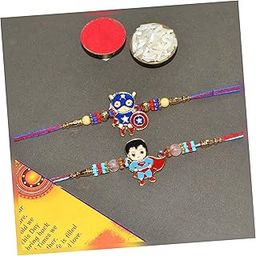 Rakhi for Kids | Rakhi Set of 2 for Brother and Girls,for Boy | Perfect Gift for Children with Rakshabandhan Greeting Card, Tilak Set,Home decor-12