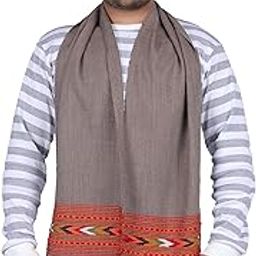Shoogloo Mart: Handcrafted Warm Pure Woolen Muffler with Elegant Embroidered 1 Patti Design | Soft, Cozy, and Fashionable Winter Accessory for Men & Women (Grey)-image-68