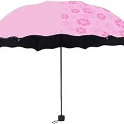 Water Colour Changing Flowers Pattern Printing Magic Umbrellas Rain uv 3 Folding Umbrella For Women Designer-15
