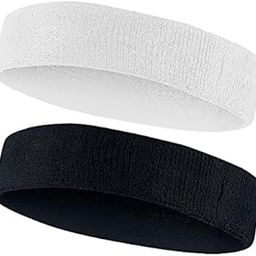 Sport Headband for Men and Women - Sports Headband for Workout & Running, Breathable, Non-Slip Sweat Head Bands for Long Hair, Pack of 2 (Black & White)-image-39