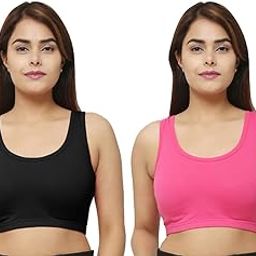 Women's Non Padded Cotton Sports Bra (Pack of 2)-image-114