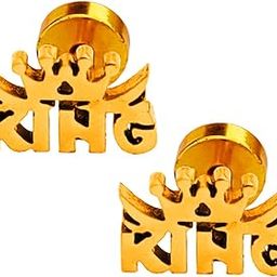 King Piercing Plugs Tunnel Screw Design Blue Stainless Steel Stude Earring for Men and Women-image-2