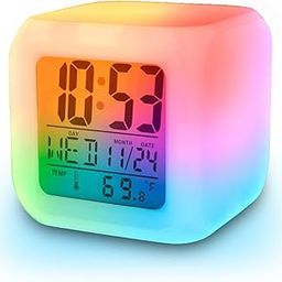 Inditradition Plastic Abstract Alarm Clock with 7 Colour Changing Digital Display and Temperature (White, 7.5 x 7.5 x 7.5 cm)-picture-24