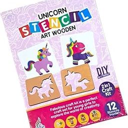 JAPSI Unicorn Art Wooden Stencils Set for Kids, 12 Stencils, DIY Craft Kit, Ages 5+-image-23