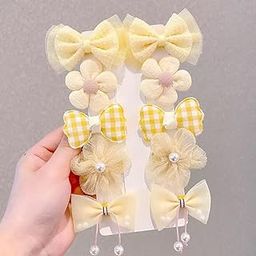 Babymoon Fusion Flower 10pcs Hairclips Hair Accessories Set | Yellow-29