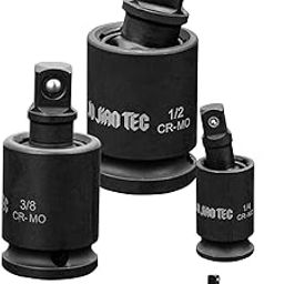 JU JIAN TEC Impact Universal Joint-Socket Swivel Set, 3 piece, 1/2", 3/8", 1/4"Inch Drive Swivel Socket Extension Set, 360 Degree Rotation, Cr-Mo steel-image-53