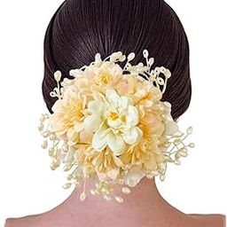 Artificial Plastic Floral Judabun with Pearl Bead Branches Design Hairpin/ Clip/ Judapin/ Hair Accessories for Women & Girls - 2463, Pack of 1-22