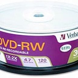 Verbatim DVD-RW Rewritable Disc DISC,DVD-RW,2X,30PK,SR BQ10-341330-07 (Pack of3)-image-1