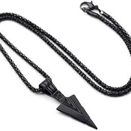 karishma kreations Men's Fashion Jewellery Solid Cool Spear Point Arrowhead Pendant Necklace With Chain For Boys Men Men's Necklace Jewelry-Gift for Him Chain Men Boys-picture-34