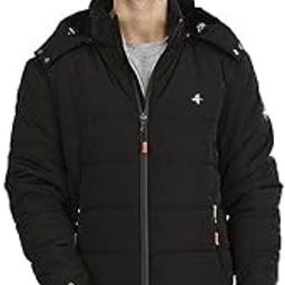 Men's Nylon Standard Length Water Proof Full Sleeved Solid Winter Jacket with Hood for Minus Degree (Black, XL)-image-57