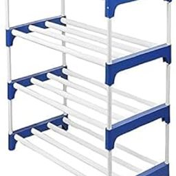 SSN GLOBAL 4-Tier Shoe Rack Organizer, Space-Saving Shoe Storage Shelf, Sturdy Plastic & Metal Shoe Stand for Entryway, Closet, Hallway, Bedroom - Easy Assembly (Blue & White)-29