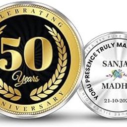 BIS Hallmarked Personalized 50th Golden Wedding Anniversary Gift - 999 Pure Silver Coin (10g, 20g, 50g, 100g) Round Shape - Memorable Gift for Family - Friends - With Certificate-image-57