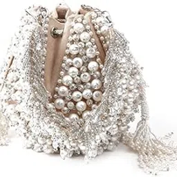 Women Impressive Cream Embellished Potli Bag-image-2