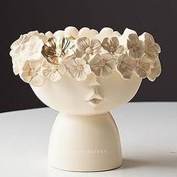 FAIRY BUCKET™ Abstract Queen White Aesthetic Concrete Ceramic Flower Vase – Modern Decorative Vase for Home, Living Room, Dining Table, Boho Decor, and Office – Unique Gift & Tabletop Decoration-19