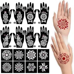 Apcute 18pc Combo Pack Mehandi Stencil Sticker, Mehndi Stencils for Hands Bridal Reusable, Tatoo Heena Mehndi Design Sticker for Women, Girls and Kids, Quick and Easy to use - 18PC-103-104-43-44-image-56
