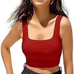 Women's Cotton Stretchable Sleeveless Crop Top – Solid Color Tank Top for Casual & Gym Wear-image-34