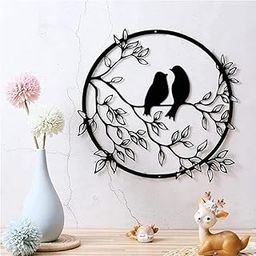 BLIND SHOP Stylish Iron Bird on Tree Branch Wall Art - Metal Decor for Living Room (40x38x1.5 CM)-image-46
