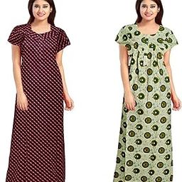 Hoorain Enterprises 100% Cotton Kaftan for Women || Long Length Printed Nighty/Kaftan/Maxi/Night Gown/Night Dress/Nightwear Inner & Sleepwear for Women's (Combo Pack of 2)-image-14
