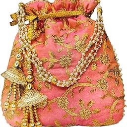 Dark Peach Potli Bag with Tassel-image-14