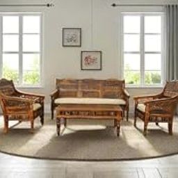 ORREA Furniture Sheesham Wood Elena 5 Seater Sofa Set | 3+1+1 Solid Wood Sofa for Living Room & Office | Handcrafted Wooden Sofa with Cushions (Honey Finish)-17