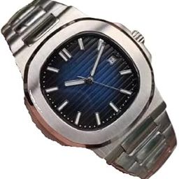 Men's Stainless Steel Watch, 38mm Case, Blue-Black Dial, Silver Metal Band, Digital Display-image-113