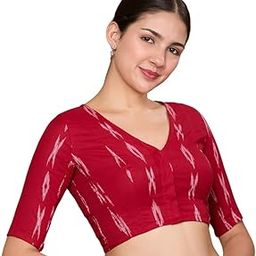 Women's Cotton Ikat Stretchable (Smocked) Readymade Saree Blouse-image-99