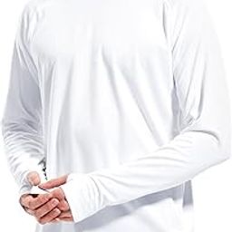 Men's UPF 50+ Sun Shirts Quick Dry Long Sleeve UV Shirts Lightweight Rash Guard Swim T-Shirts Hiking Running, White, X-Large-image-55