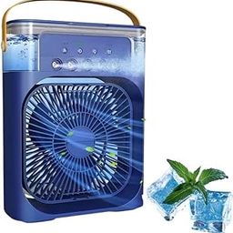 SLENPET Personal Air Cooler, Portable Air Conditioner Fan, Mini Evaporative Cooler with 7 Colors LED Light, 1/2/3 Timer, 3 Wind Speed and 3 Spray Mode for Your Desk (black) (BLUE)-image-41