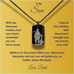To My Son - Hanuman Chalisa MicroCarved Tag Necklace, son necklace, birthday gift, message card with beautiful box-image-53