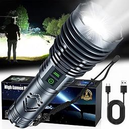 Rechargeable Flashlights High 1500000Lumens,Super Bright LED Flashlight,Tactical Powerful Waterproof Handheld Flashlights with Zoomable 6Modes,USB Output&24H Long Life Battery for Emergency Camping-31