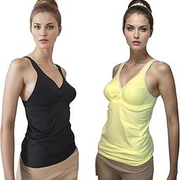 Women's Regular Fit Sleeveless Cotton Camisole Slip Spaghetti Plus Size Pack of 2 Multicolor-picture-16