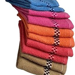 ORAS 100% Cotton Soft & Absorbent 300 GSM Face Towel Set of 6 pcs (Size 25 * 25Cm Small) Multi Color-11