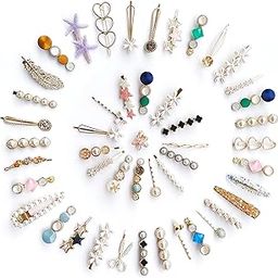ANNACREATIONS Korean Fashion Style Pearl Rhinestone Metal Hair clips Hair Pin Stylish Hair Accessories Jewellery Women and Girls (Pack of 50)-image-11